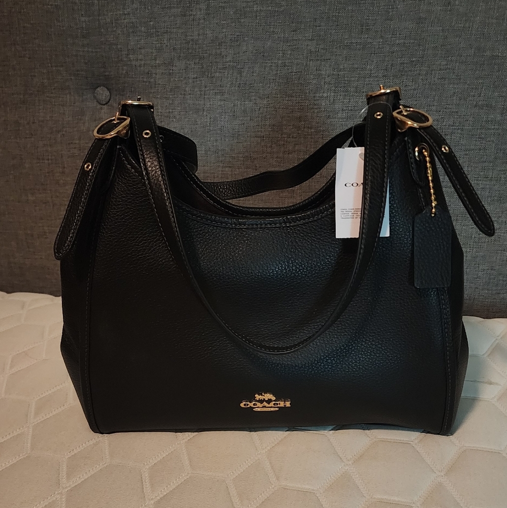 Coach Black Medium Bag. Gold Accents